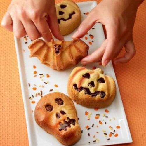 Halloween 3D Silicone Chocolate Cake Mould Pumpkin Skull Jelly Mold Baking 2