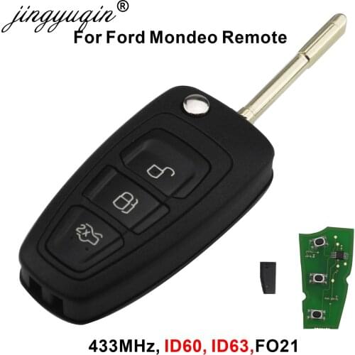 Jingyuqin 3 Buttons Flip Remote Key Fob Chip 4D60 4D63 For Ford Focus Mk1 Mondeo Transit Connect 433Mhz
