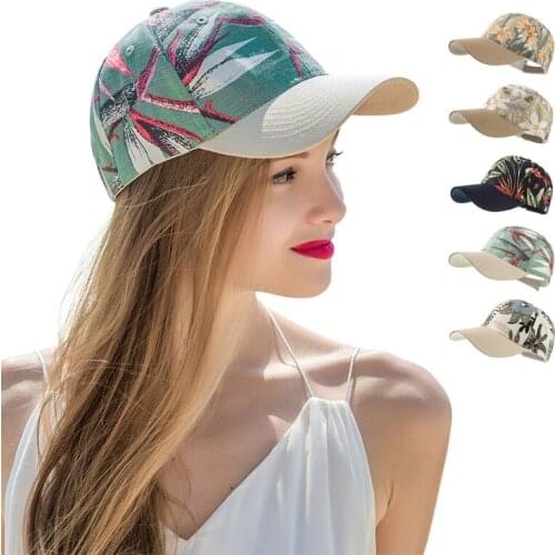 Women Men Summer Bohemian Cotton Baseball Cap Colorful Tropical Leaves Floral Print Sunscreen Adjustable Trucker Hat Ju24 21