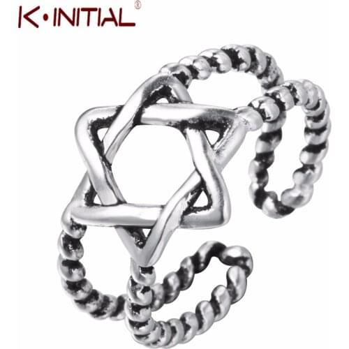 Kinitial Tibetan Twist Star Rings David of Star Ring for Women Wedding Adjustable Finger HexagonalRing Jewelry