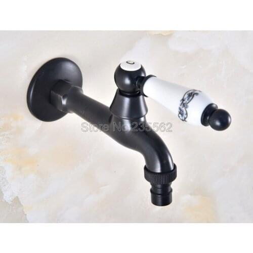 Black Oil Rubbed Brass Ceramic Handle Laundry Sink Cold Water Tap and Washing Machine Faucet /Garden Water Taps Lav345