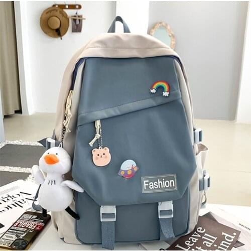 Cute Large-Capacity Backpack Waterproof Nylon School Aag College Laptop Backpack Kawaii Travel School Bag
