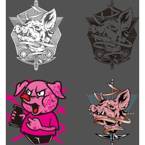 Cartoon HOT Pig Pattern On Clothes Applique Decor Heat Transfer for Clothing Printed Character Patch for Clothing Heat Transfer