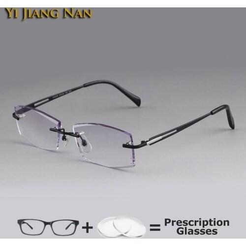 Diamond Cutting Rimless Oculos De Grau Masculino Armacao for Men Eyeglasses Prescription Spectacles Eyewear