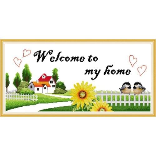 Joy Sunday Welcome To My Home Stamped Cross Stitch Kits Cotton 11CT14CT Printed Decoration Home Embroidery Needlework Gift Sets
