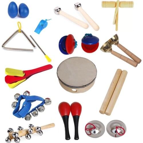 Preschool Toy Instruments Kits Children Percussion 14 Musical Instruments