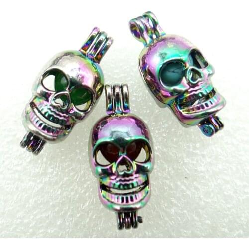 Natural Stone amethyst Quartz Crystal aventurineLucky bead Titanium skull Pendant for Diy Jewelry Making necklace woman 1PC