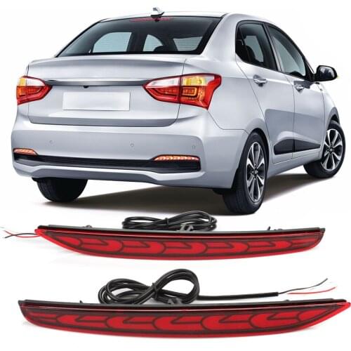 OKEEN Rear Bumper Reflector Lights For Car Hyundai Xcent I10 2018 LED Driving Brake Turn Singal Tail Lamps High Low Beam 12V Red