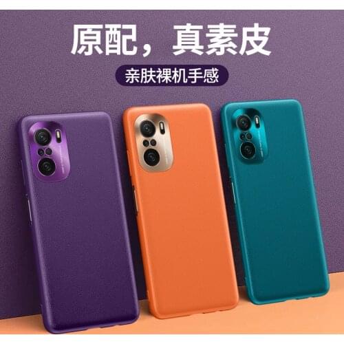 Original Genuine Luxury Vintage Leather Back Cover For Xiaomi Redmi K40 Soft TPU Ultra Thin Shockproof Silicone Phone Case