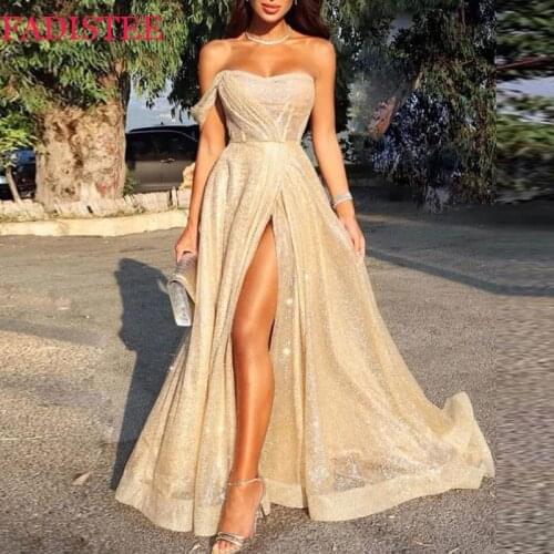 Bling Prom Dresses Formal Evening Party Gowns Vestido De Festa Robe De Soiree платье вечернее платье платье Side Slit 2021
