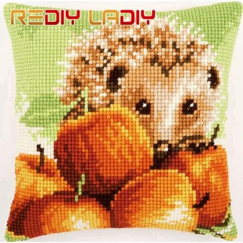 Cross Stitch Cushion Little Rabbits Make Your Own Pillow Chunky Cross Stitch Kits Pre-Printed Canvas Acrylic Yarn Pillow Case