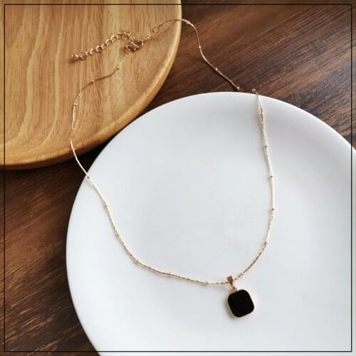 LANIWOO Simple Square Clavicle Necklace 2021 Spring New Trendy Jewelry For Elegant Women Girls Wholesale Accessory