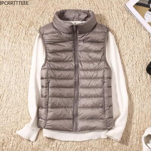 2021 Spring Autumn Ultra Thin Down Jacket Light Warm Waistcoat Female Sleeveless Jacket Vest Lining Woman Winter Coat
