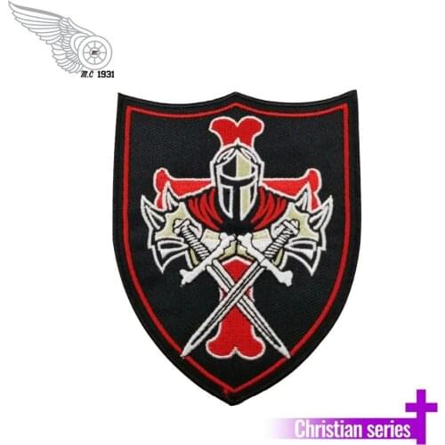 The Religion of Knight Loyal Heroism Patches Motorcycle Rider Customized DIY Design Free Shipping Iron on Mini Patch for Jacket
