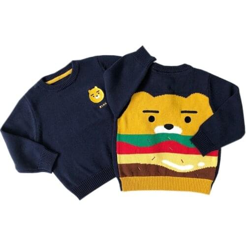 Tonytaobaby Fall and Winter Clothes New Style Baby Little Bear Embroidered Thick Sweater Kids Sweaters
