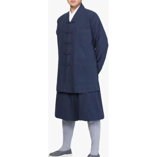Thick Cotton Spring&Autumn buddha meditation clothing Zen Buddhist lay outfits Suits Shaolin Monk kung fu uniforms black/blue