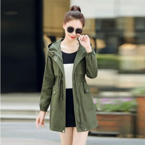 Windbreaker Spring Autumn Korean Casual Trench Coat Women Elegant Mid-length belt Solid color Large Size Outerwear Female R799