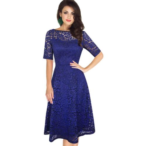 Vintage Party Dress Lace Half Sleeve Dress Women Plus Size Dress 2020 Fashion Dress