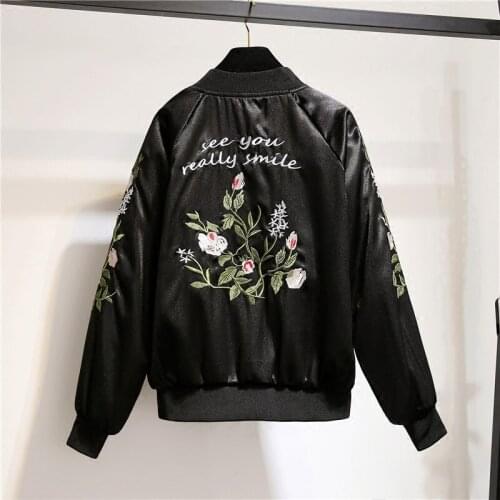 The new womens Spring and Autumn thin jacket BF loose large size fashion embroidery baseball uniform jacket TB181236