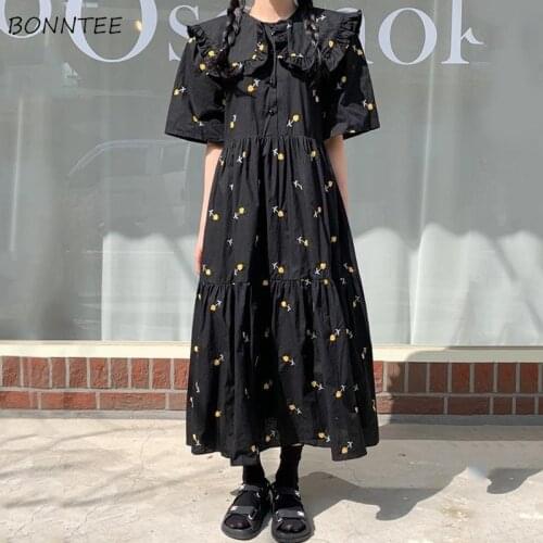 Dresses Women Print Soft Summer Ladies Students Style Elegant Popular Trendy All-match Loose Chic Ulzzang Vintage Ins Korean New