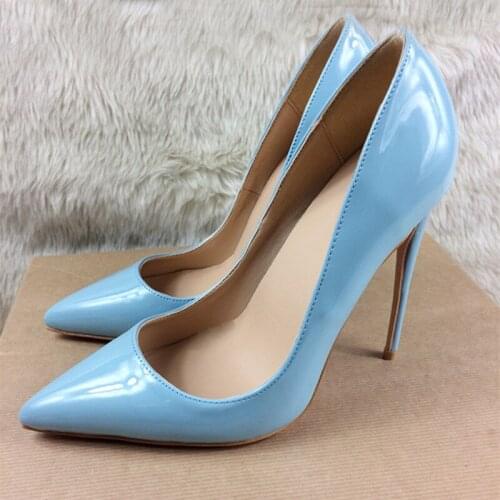 Light blue brand fashion pointed toe 12cm high heel women shoes ladies party wedding club spring plus size 45 QP009 CHENSIR9