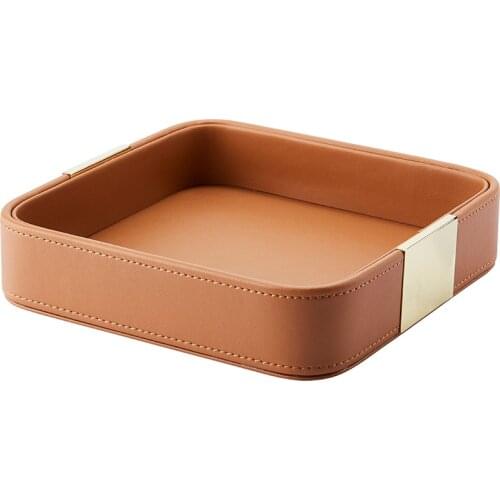 Zq Doorway Hallway Storage Box Key Storage Storage Tray Desktop Decoration Tray Leather Storage Box