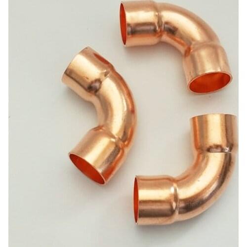 1/2" 3/4" 1" 12.7 16 19 22 25.4 28.6mm ID 99.9% Copper End Feed Long Radius 90 Degree Elbow Fitting Coupler For Air Condition