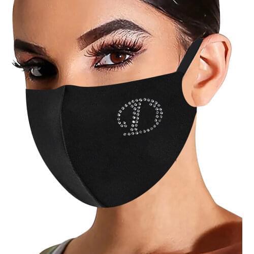 1/26PCS Black Rhinestone Letter Printed Adult Summer Ice Silk Washable Reusable mascarilla Monder Scarf Halloween Cosplay MasK