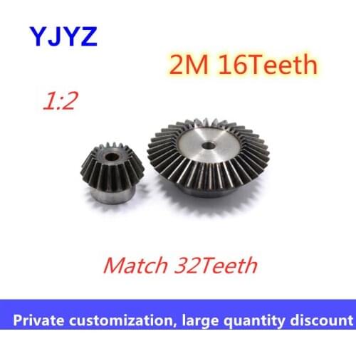 1pc 90 Degree transmission bevel gear precision bevel gear 1:2 speed ratio 2M 16Teeth match 32Teeth
