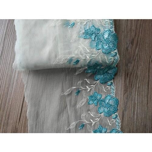 1Yard Single Side Floral Embroidered Lace Trim Mesh Net Ribbon Fabric for Bra Lingerie Underwear Dolls Dress Decorations 19cm