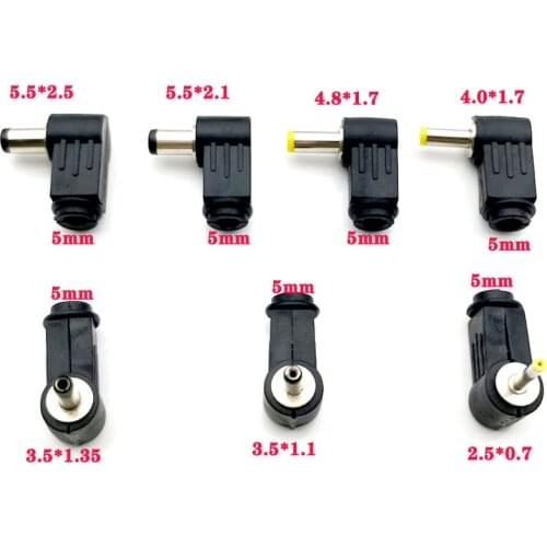 10pcs Male DC Power Plug Connector Angle 90 degree L Shaped plastic 5.5*2.5 5.5*2.1 4.8*1.7 4.0*1.7 3.5*1.35 3.5*1.1 2.5*0.7mm