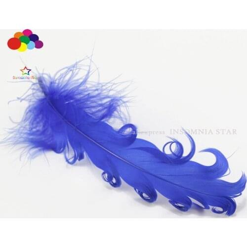 100 Pcs Sapphire Curly Goose Feathers 15-20 CM/6-8inch Carnival Wedding Halloween Christmas Wedding Costumes Decorative Feather