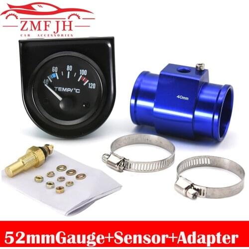 2'' 52mm Car Auto Water Temperature Gauge Meter 40-120℃ Car Motorcycle Pointer Celsius With Temperature Sensor Adapter 34mm 40mm