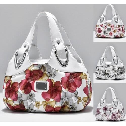 2021 Luxury Flower Print Handbag Women PU Leather Handle Bag Fashion Lady Tote Big Capacity Shoulder Bag Shopping Purse