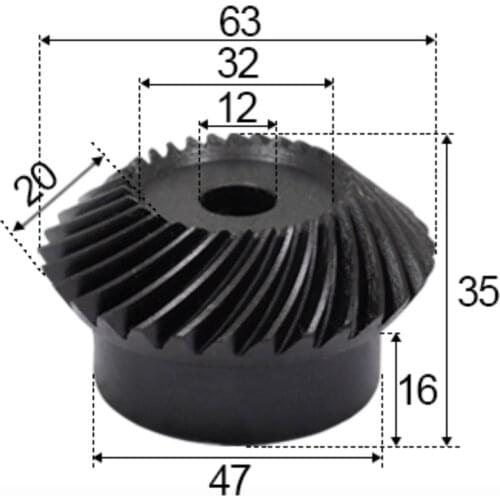 2pcs 2M-30Teeths Inner Hole: 12mm Precision Spiral Bevel Gear 0.47g