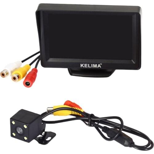 4.3" Car LCD Display Monitor 120 Degree Waterproof 4 LED Rear View Camera