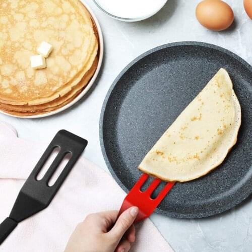 4 Pcs Silicone Brownie Serving Spatula Heat Resistant Turner Slotted Spatula for Nonstick Cookware Cooking Red Black