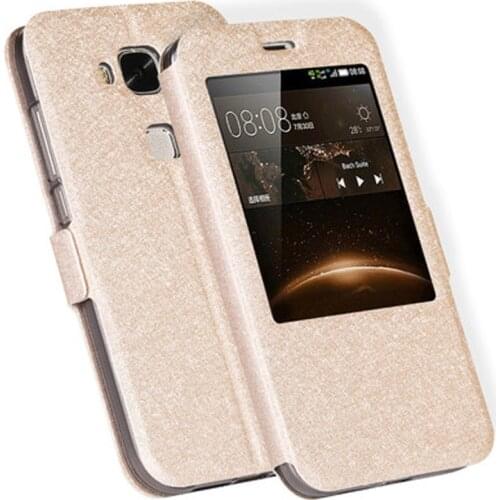 5.5" For Huawei G8 Rio case back cover Open window PU Leather Case For Huawei G8 RIO L03 L02 L01 Phone Cover G8Rio shell cases