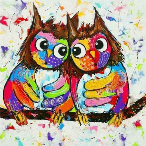 5d diy diamond painting color owl cartoon animal picture full square diamond embroidery 3d full round drill wall sticker
