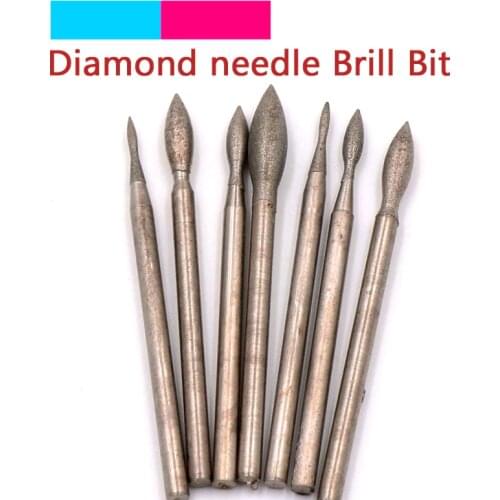 Diamond Grinding Head Polishing Needle Bits Burrs Metal Stone Jade Engraving Carving Tools For Dremel 2.35mm Shank J Needle