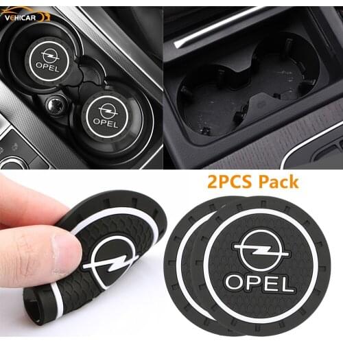 VEHICAR 2PCS Car Accessories Decoration Coaster Water Cup Slot Case Car Bottle Mat For OPEL Anti-Slip Pad Scratch Auto Styling