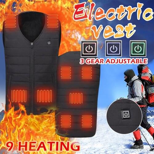 Chaleco Calefactable Mujer Heated Vest Outdoor Winter Warm Clothing Riding Skiing Fishing 9 zone USB Charging Via Heated Coat q5