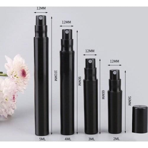 Black Disinfection Spray Empty Refillable Bottle 2/3/4/5ml Travel Mini Glass Perfume Atomizer Pump Bottles Cosmetic Containers