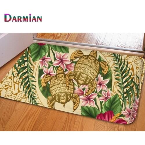 DARMIAN Polynesian Hibiscus Turtle Prints Carpets Front Entrance Door Floor Mat Home Decor Bathroom Doormat Rugs for Living Room