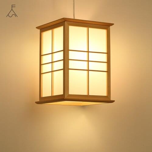 Artpad Japanese Style Wooden Pendant Lamp E27 for Restaurant Coffee Shop Natural Simple Decor Hanging Lighting Fixtures