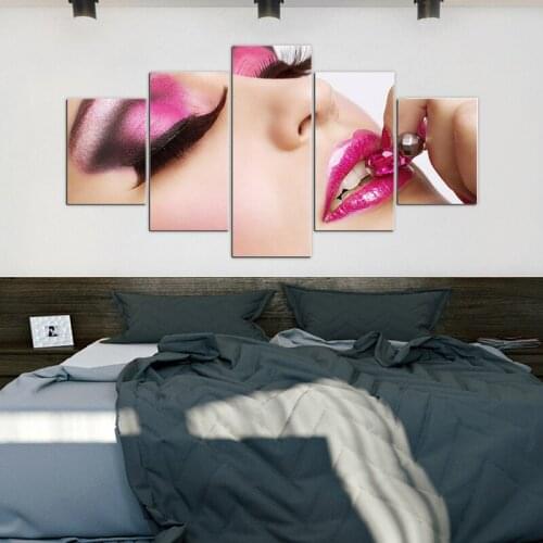 HD print painting Hairdressing salon pictures Manicure 5 piece canvas art framed beauty salon make up home decoration