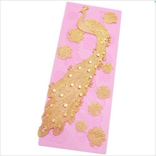Cake Decorating Tools Peacock Lace Silicone Mold Fondant Cake Decorating Hot Sale 3D Moulds Silicone Rubber PRZY Eco-friendly