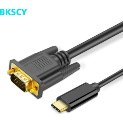 Bkscy USB C To VGA Cable 1080P Type C To VGA Converter Adapter Cable for Laptop UHD External Video Projector 1.8m