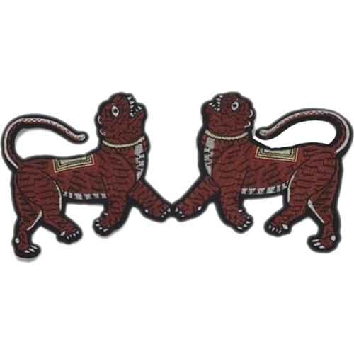2Pc New Cat Tiger Animals Iron on Patches for Clothing Embroidery Dragon Head Patch Apparel Accessories Stickers Clothes Fabric
