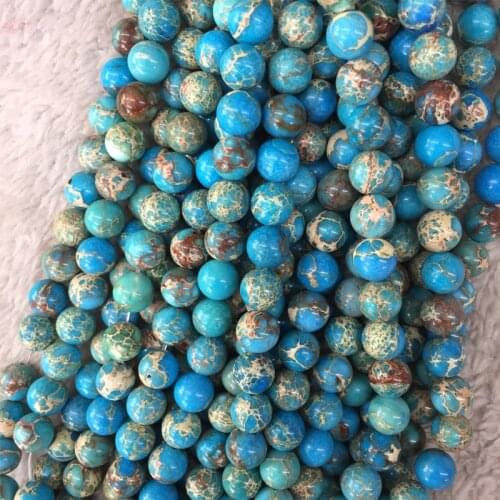 Lace Imperial Jaspers Round Natural Stone Snakeskin Blue Stone Beads For Jewelry Making 6/8/10mm Pick Size 15inches Diy Necklace